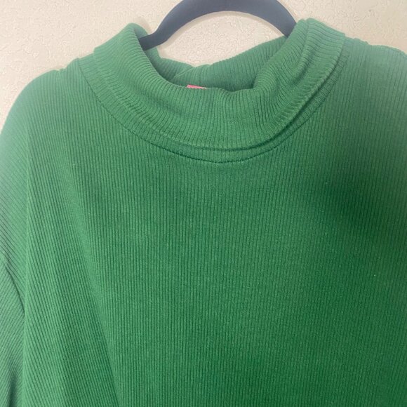 Woman Within Top 4X Kelly Green Short Sleeve Mock Neck Ribbed Cotton Blend Stret - Picture 6 of 9